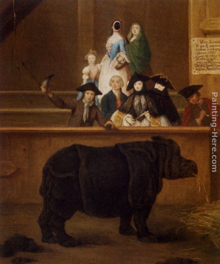 The Rhinoceros painting - Pietro Longhi The Rhinoceros art painting
